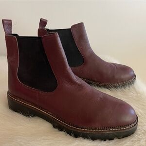 Caslon Chelsea Leather Moto Lug Boots Maroon